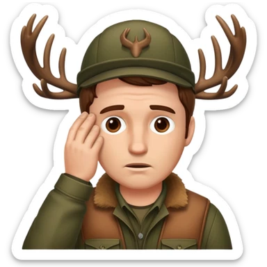 Facepalm White man deer hunter brown hair sticker