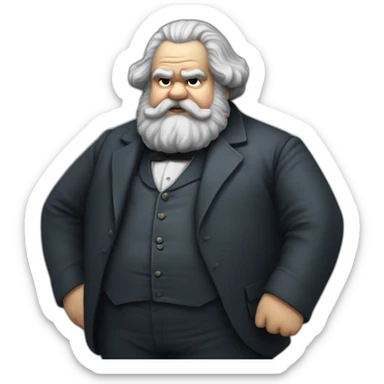 fat karl marx got his hand on his head sticker