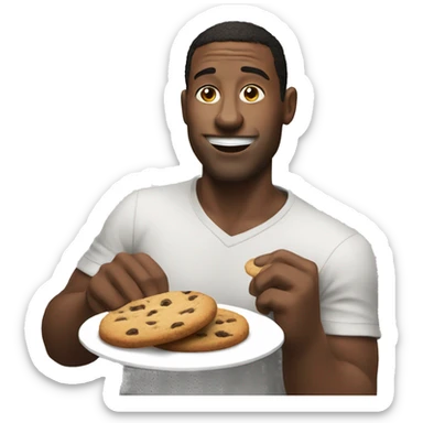 strong white man eating cookie sticker