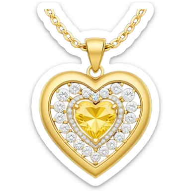 gold pendant with a diamond heart sticker