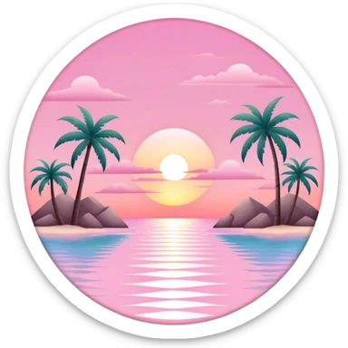 Pastel pink tropical sunset, luxury resort sticker