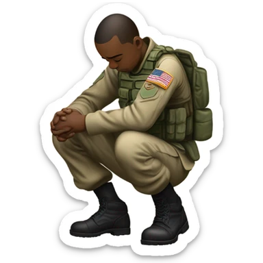 Army soldier praying  sticker