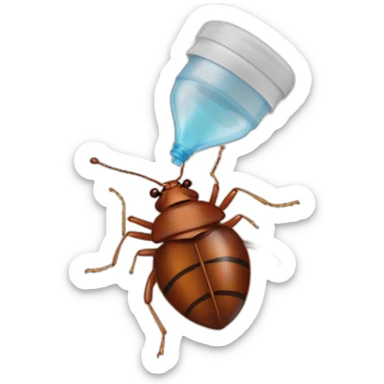 bed bug being sprayed sticker