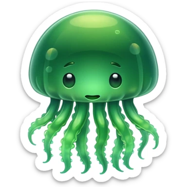 Cute green jellyfish sticker