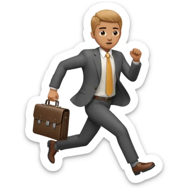 A man in a suit running with a briefcase sticker