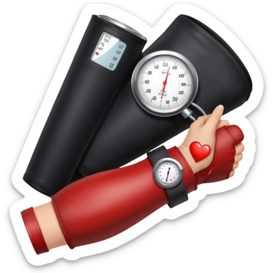 blood pressure cuff dial wrapped around upper arm sticker