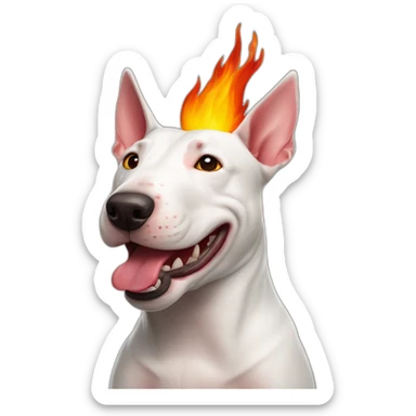Bull terrier with fire mouth sticker