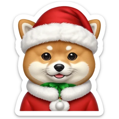 Shiba inu gif portant un chapeau de noel avec un pompon blanc qui bouge sticker