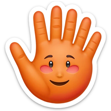 Peach emoji with a handprint on it sticker