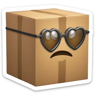 box with glasses on a big heart  sticker