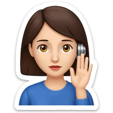 brunette woman with hearing impairment sticker