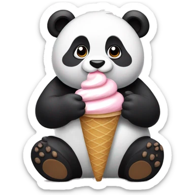 Panda eating ice cream sticker