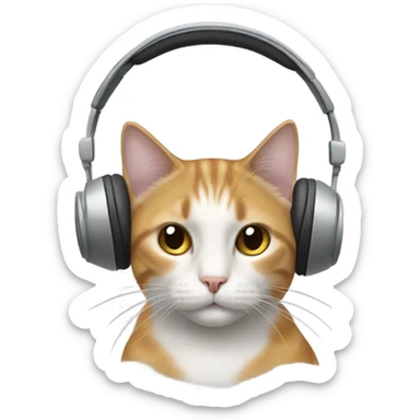 cat with headphones sticker
