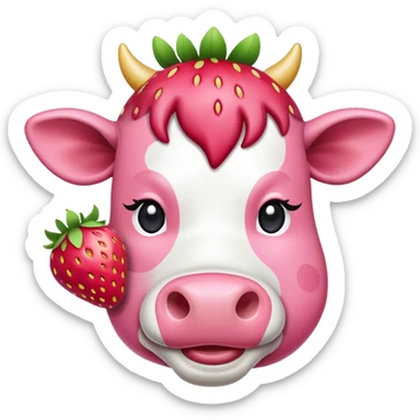 pink strawberry cow sticker