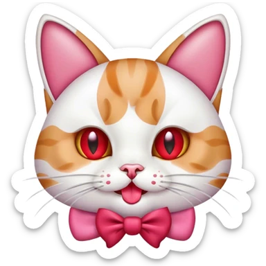 cat with tongue with a bow sticker