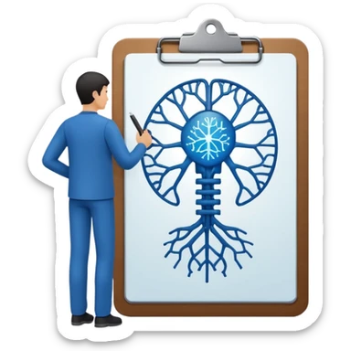clipboard with a person silhouette and a neural network symbol sticker