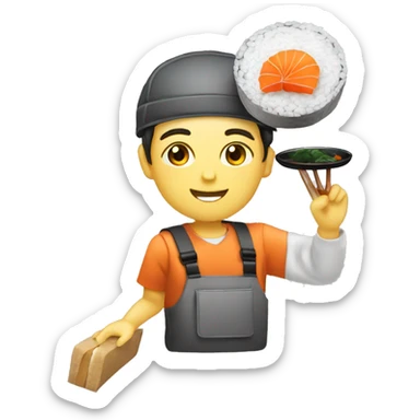  courier wich delivered sushi on the plate  sticker