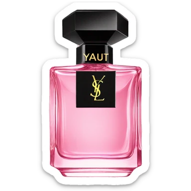 pink YSL crystal perfume bottle with black cap sticker