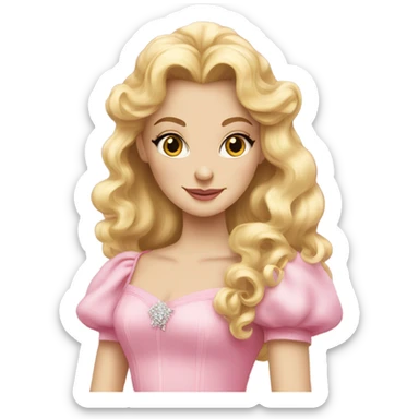 Glinda the good pink dress long blonde curly hair sticker