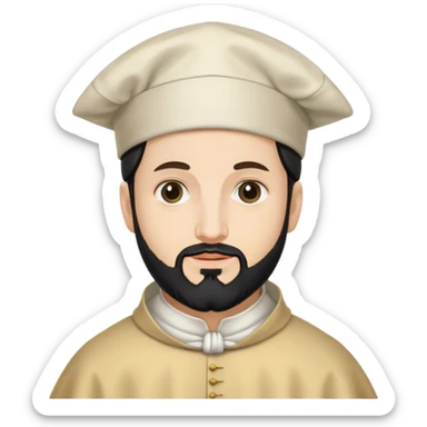 san ignacio de loyola pelón y barba negra como sombrero un bonete sticker