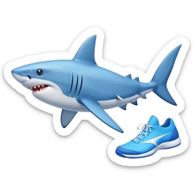 A shark with blue tennis sticker