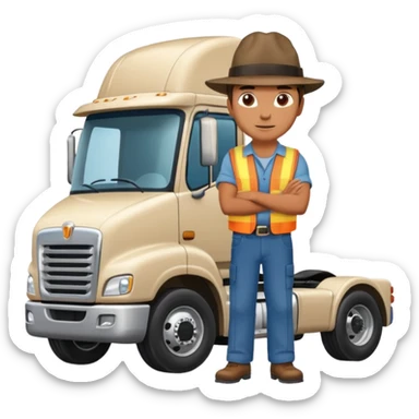 Kamyon şoförü Yarı Kamyon Karikatür çizimi kamyon yan dursun şoför de dışarda yanında olsun sticker