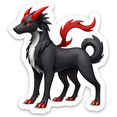 Shiny Exotic Excessive Mysterious Houndoom-Mightyena-Pokémon-Fakémon-hybrid-creature (full body) sticker