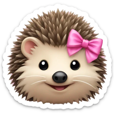 hedgehog with a pink bow sticker