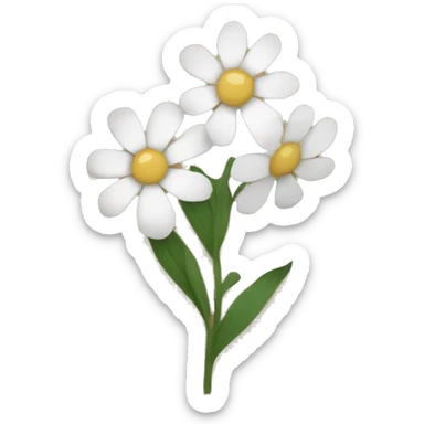 white flowers in brown paper sticker