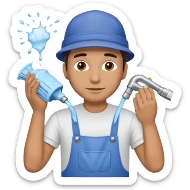 car washer man with car  sticker