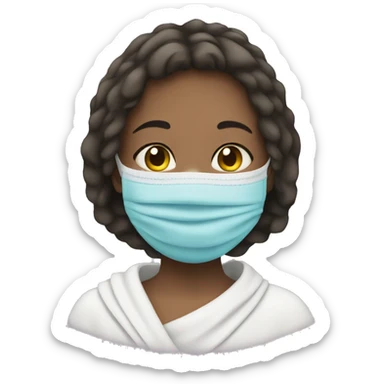 Girl wearing a Face Mask and a towel  sticker