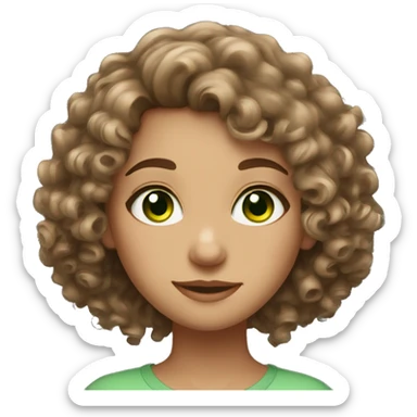 Beautiful girl with curly brown hair and green eyes sticker