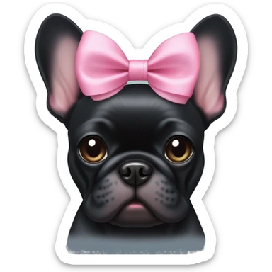 Black Frenchie with pink bow sticker