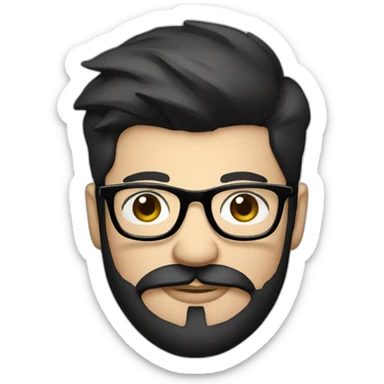 Hipster with black hair, beard and glasses drinking cappuccino   sticker