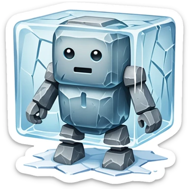 Golem full body in a block of ice sticker