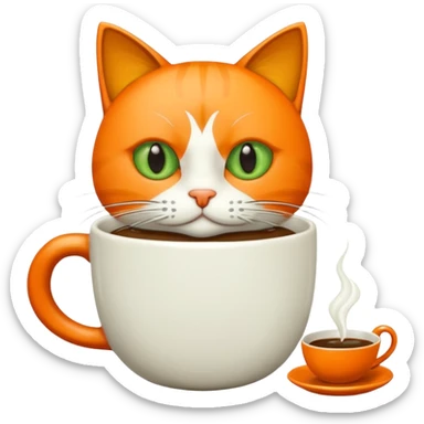 Gato naranja tomando café frio sticker
