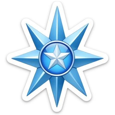 blue verified symbol with white tick in center, 12 corner shape sticker