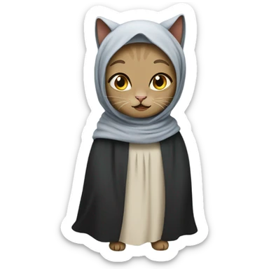 Muslim cat wearing hijab and abaya  sticker