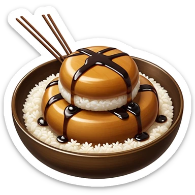 Just Mitarashi dango with shiny soy sauce glaze drizzled over white rice sticker