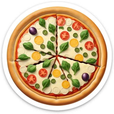 Whole cheese pizza with veggies on it  sticker