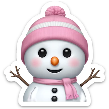 cute white and light pink snowman up close wearing beanie sticker