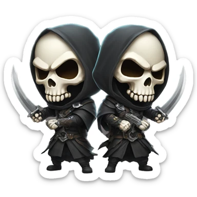 reaper skull RAID in the style of chibi character sticker
