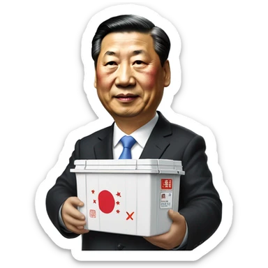 Xi Jinping holds a trade container in his hands sticker