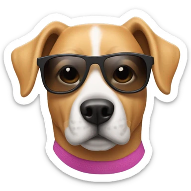 Dog wearing Lululemon clothes and sunglasses sticker
