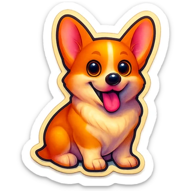 Change the corgi's face to match the reference image, keeping the slim, extra-cute, realistic emoji style, with no background. sticker