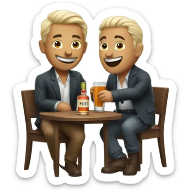 Two men have a drinking Bacardi  sticker