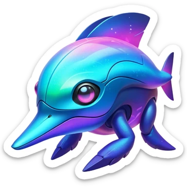  exotic tropical iridescent nebula gradients cyber-Protogen-Fakémon-Pokémon-Vernid-creature sticker