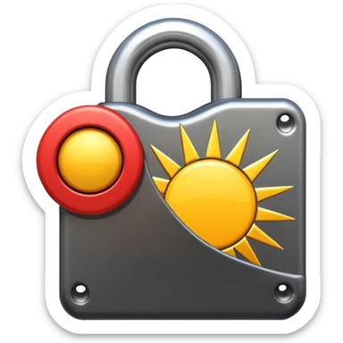 Emoji of a steel padlock snapping shut with a burst of energy lines and a rising sun silhouette behind it, symbolising tunnel vision, discipline, and a decisive new start. Bold minimal icon style, transparent background. sticker