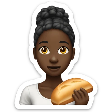  A black  African skinny  girl eating bread  sticker