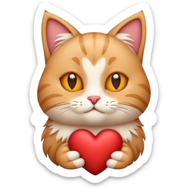 A stylized Christmas emoji of a cute cat and a heart, minimalist design, soft warm colors, cozy winter mood, simple background, sweet and romantic.
 sticker